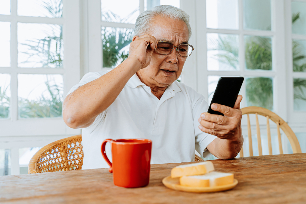 man having eyesight problems