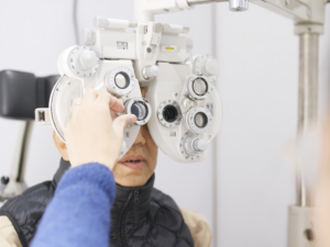 Elderly man at eye exam